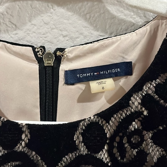 Tommy Hilfiger Women's Velvet Lace Fit & Flare Dress (6, Black) - Picture 2 of 7